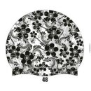 Gemusterte Badekappen Blumen(schwarz weiß) 48