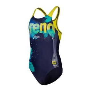 Girls Arena Light Tricks Swimsuit Navy Soft Green-Multi